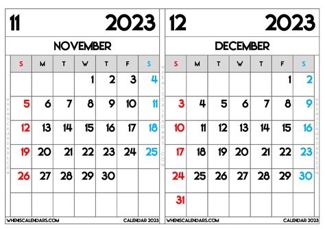 november and december 2023 calendar pdf